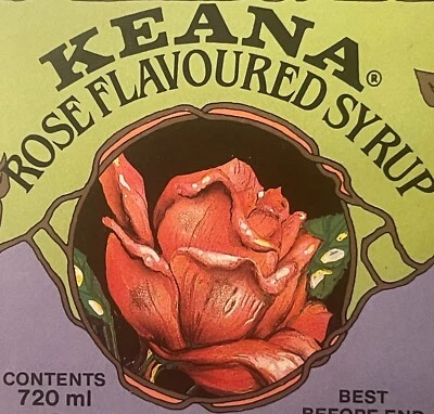 Antique Vintage Keana Rose Flavored Syrup Label, London, England 1970s - Image 1 of 3