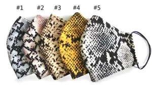 Face Mask Snake Skin Soft Fabric with Soft Ear Elastic Loops Washable, Reusable - Picture 1 of 12