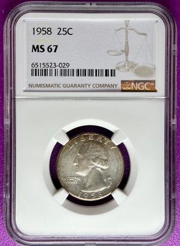 1958 25c Washington Quarter NGC MS67 (029) Cover