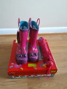 Western Chief Kids Rain Boots with umbrella Size: 7/8 Butterfly Purple  - Picture 1 of 2
