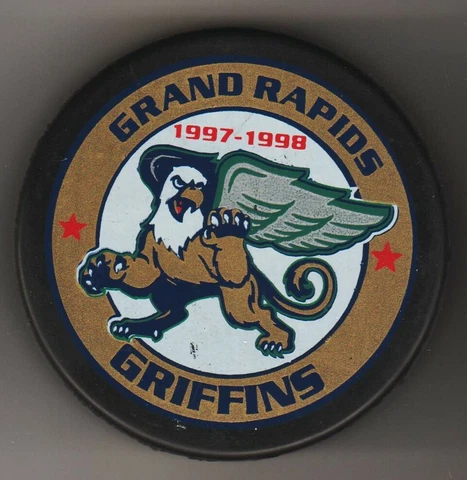Grand Rapids Griffins 1997 Griiffin 1998 IHL Hockey Puck Teachers Credit Union Cover