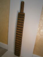 Antique Primitive Carved Wooden Mangle Board Old Farm Iron Wash Tool Washboard