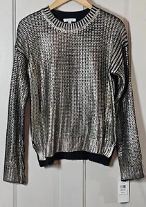 Lucy Paris Pullover Damen Large Neu mit Etikett Schwarz Gold Metallic Glam Futuristisch Edel - Bild 1 von 24