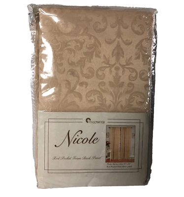 窗帘面板 Stylemaster Nicole 55 英寸 x 63 英寸杆口袋泡沫背面米色新品 — 第 1/4 张图片