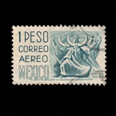 Mexico, Scott C195, Air Post, Puebla, Dance of Half Moon, 1950-1952, used - Image 1 of 2