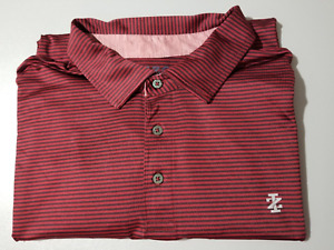 Izod Men Golf Shirt 2XL Big Red Striped Stretch Short Sleeve Activewear Logo LN