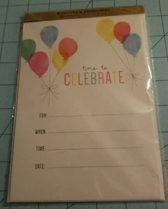 Ms. Sparkle & Co.- Set Of 8 "Time To Celebrate" Party Invites w/ Envelopes - New - Picture 1 of 7