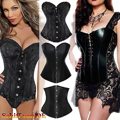 Damen Vollbrust Corsage Korsett Top Gothic Vintage Corsagen Bustier Corsette DE - Bild 1 von 4