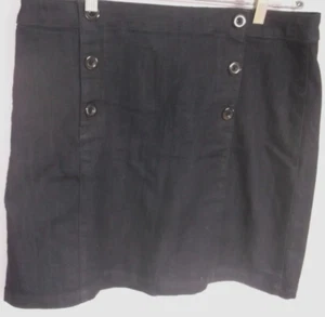 Ann Taylor Loft Dark Blue Denim Button Front Back Zip Stretch Skirt Size 12 EUC - Picture 1 of 7