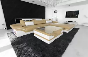 Leather Sofa Corner Couch Modern Ottoman Leather Couch Design Sofa Parma L Shape - Picture 1 of 10