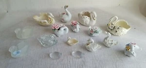 Estatuilla Cisne ¡Lote de 16! Portavelas Plato Baratija Adornos Cerámica Porcelana - Imagen 1 de 12