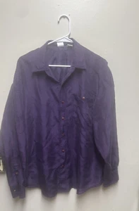 On the Brink VtG mens purple 100 silk button down shirt casual mens size Large - Picture 1 of 6