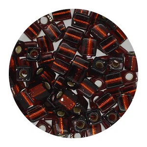 Square Glass Beads Japan 4mm Miyuki Cube Silver Lined Brown - Picture 1 of 2