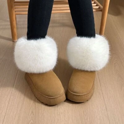Mujeres Felpa Imitación Piel Calentador de Piernas Esponjoso Bota Calcetines Cortos Sólidos Invierno Cálidos Lujo Foto 1 de 4