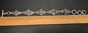 Sterling Silver, Amethyst, Labradorite Link Bracelet - Picture 1 of 2