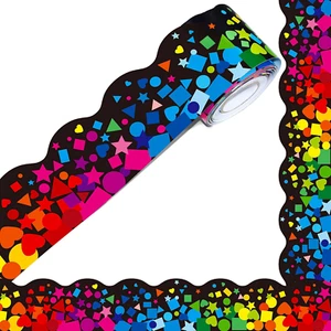 60 Feet Bulletin Board Borders, Scalloped Confetti Rolled Border Trim Decorate B - Picture 1 of 7