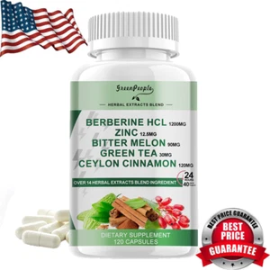 Berberine Extract 1200mg With Ceylon Cinnamon 120 Capsules Cardiovascular Health - Picture 1 of 9