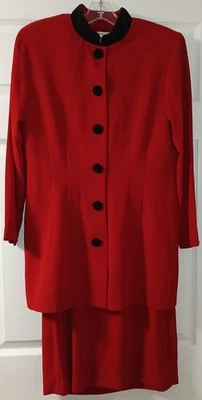 Karin Stevens красный куртка и платье комплект черная отделка размер 6 - Изображение 1 из 4
