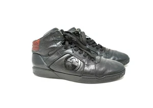 Gucci Herren Schwarz Leder Mittelhohe Turnschuhe Größe 7,5 C - Bild 1 von 13