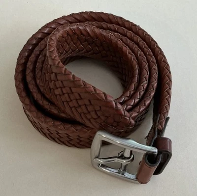 Cinturón Coach Hombre 38 in Marrón Trenzado Tejido Cinturón Tono Plateado Hebilla Ajustable Foto 1 de 4