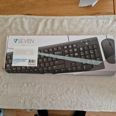 VSeven USB Wired Keyboard And Mouse Combo Bundle Set UK Layout CKU200UK New - Image 1 of 4