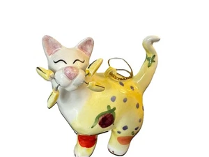2001 Whimsical Annaco Creations Cream With Fruit Kitten Cat Figurine - Picture 1 of 11