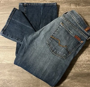7 for all mankind Women’s Boot Cut Low Rise Medium Wash USA Jeans SZ 27 (28x34) - Picture 1 of 11