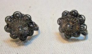 Pendientes de plata 925 (esterlina) flores filigrana vintage tornillos - Imagen 1 de 7