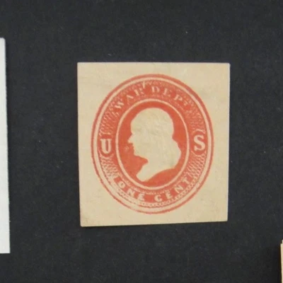 US Official Stamp Envelope UO44 1c 1875 War Department Red Cut Square - Image 1 of 2