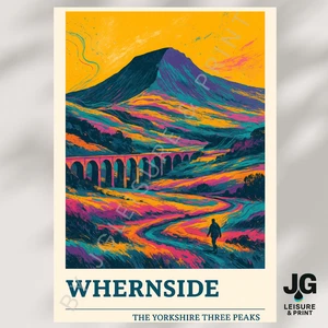 Impresión de póster de arte de pared Whernside Yorkshire 3 picos montaña A5 A4 A3 A2 A1 - Imagen 1 de 4