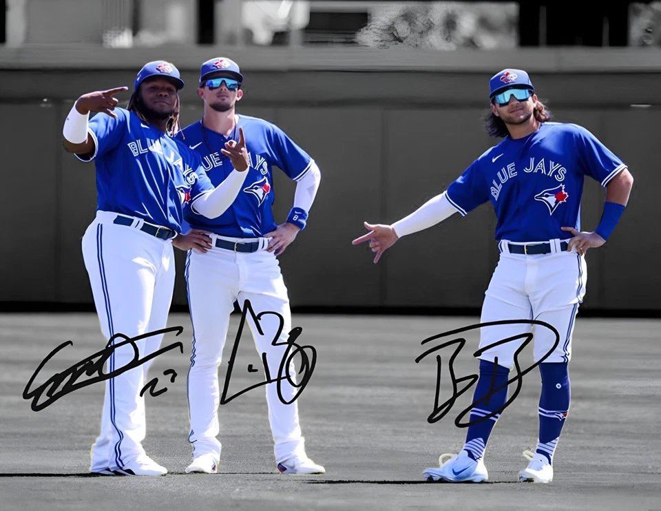 Vladimir Guerrero Jr Bo Bichette Cavan Biggio Glossy 8.5x11 Inch MLB Unframed S7 - Image 1 of 1