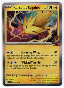 Pokemon Destined Rivals - 070/182 Team Rocket's Zapdos Holo - Picture 1 of 1
