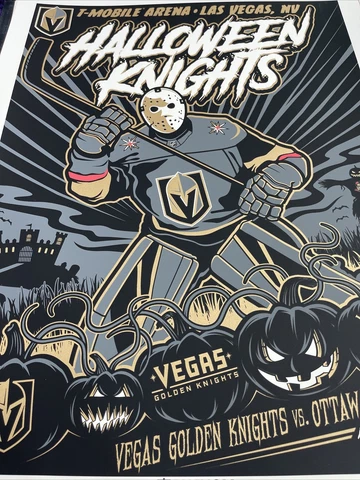 Vegas Golden Knights Halloween Serigraph Poster Marc Andre Fleury #253/300 Cover
