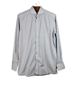 Thomas Pink Mens Striped Blue Red Classic Fit Button Down Shirt Size 16.5 35 - Picture 1 of 12