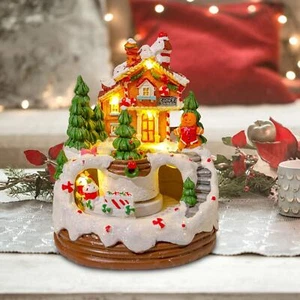 Weihnachtsdorf Figur rotierender Zug Spieluhr Basteln Beleuchtung Weihnachten - Bild 1 von 8