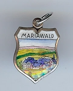 VINTAGE 800 SILBER EMAILLE MARIAWALD ABTEI DEUTSCHLAND SCHILD REISE CHARM - Bild 1 von 2