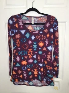 New Nwt Lularoe Lynnae XXS  purple background geometric shapes long sleeves  - Picture 1 of 2