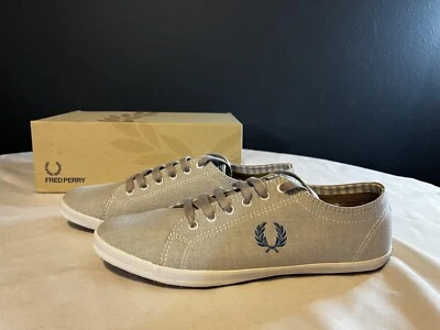 Новый в коробке мужской Fred Perry серый холст туфли кроссовки размер 10 - Изображение 1 из 4