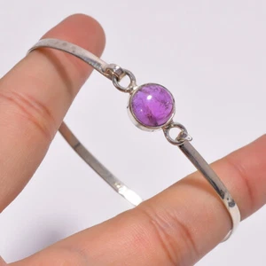Wonderful Amethyst Gemstone 925 Sterling Silver Handmade Bracelet Cuff Q-1 - Picture 1 of 4