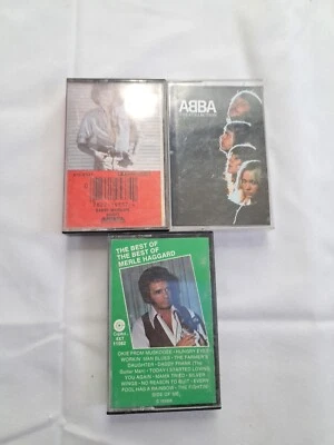 Vtg Lot (3) Tapes Cassettes Music Abba Barry Manilow Merle Haggard Best Of - Image 1 of 4