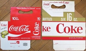 Coca Cola Pair Vintage Coke Six Pack Holders, 10 and 16 oz Soda Bottles - Picture 1 of 2
