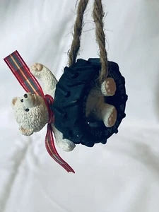 Hallmark Tread Bear On Tire Swing Ornament Vintage Keepsake Christmas Xmas 1992 - Picture 1 of 10
