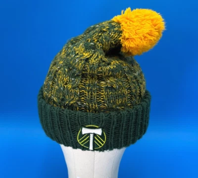 Portland Timbers Beanie Women Large MLS Soccer Football Cozy Pom Cable Knit Ski - Image 1 of 4
