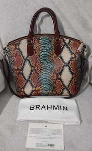 Brahmin Duxbury Satchel Multi Hansen Iridescent Snake Print Leather Rare HTF - Picture 1 of 22