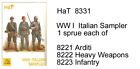 Échantillonneur italien HaT Industrie 8331 Première Guerre mondiale ; 8221, 22 & 23 1/72 jouet soldats