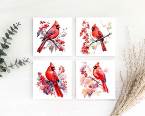 Cardinal Coasters Set of 4 Handmade Ceramic Tile / Stone Drink Coasters - Picture 1 of 5