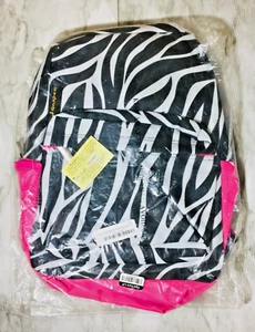 (J GARDEN) ZEBRA STRIPE LARGE BACKPACK (HOT PINK TRIM) BOOK BAG NWT (IN BAG) - Picture 1 of 7
