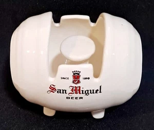 Vintage 1960s San Miguel Beer Barrel Shaped Large Ashtray In Brilliant Condition - Picture 1 of 7