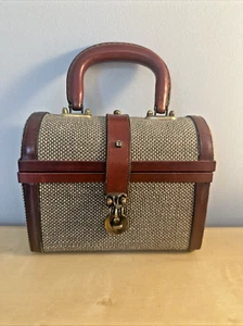 VTG 60s 70s ETIENNE AIGNER Small Leather Purse Bag Top Handle Handbag RARE Tweed - Bild 1 von 19