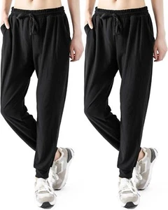 2 Pack Sweatpants for Women with Pockets Lightweight Jogger Large, Black - Picture 1 of 5